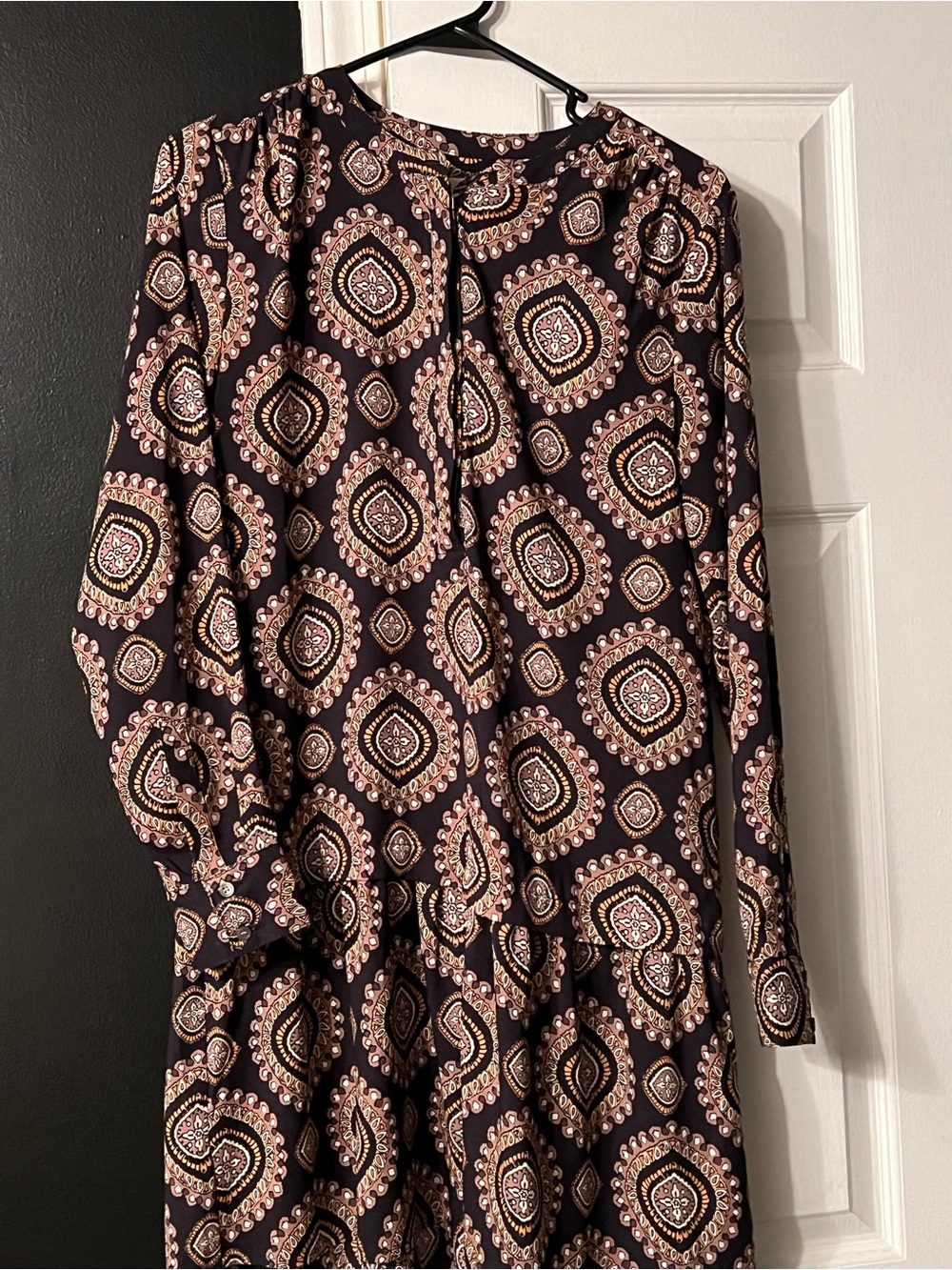 LOFT Black Floral Medallion dress